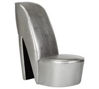 vidaXL Sillón Forma de Zapato Tacón Cuero Sintético Mobiliario Casa Estructura Robusta Duradera Elegante Tapizado Suave Cómodo Estabilidad Plateado