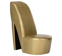 vidaXL Sillón Forma Zapato Tacón Cuero Sintético Mobiliario Decoración Estructura Robusta Duradera Elegante Tapizado Suave Cómodo Estabilidad Dorado