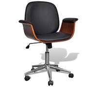 vidaXL Sillón giratorio de madera curvada y cuero sintético