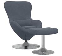 vidaXL Sillón Huevo con Reposapiés de Terciopelo Gris Oscuro