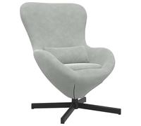 vidaXL Sillón Huevo Gris Claro 63 x 73 x 90 cm Terciopelo, Silla Huevo Elegante, Salón Moderno, Asiento Cómodo, Versátil con Giro, Sillón de Interior con Tacto Suave