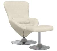 vidaXL Sillón Huevo reposapiés de Terciopelo Crema