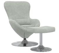 vidaXL Sillón Huevo reposapiés de Terciopelo Gris Claro