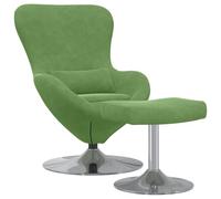 vidaXL Sillón ergonómico verde claro con taburete para muebles de sala de estar moderno terciopelo acolchado individual marco cromado silla interior incluye muebles de asiento elegante para oficina