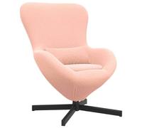vidaXL Sillón Huevo Rosa de Tela Texturizada Tipo Lana Curly. Diseño Moderno. Sillón Giratorio para Adultos. Ideal para la Sala de Estar, Lounge o Lectura. Asiento Cómodo y Ergonómico