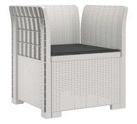 vidaXL Sillón Individual con Cojín Apariencia de Ratan PP Blanco, Sofá Resistente al Clima para jardín, balcón, Invernadero, Patio, Ideal para Disfrutar al Aire Libre