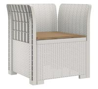 vidaXL Sillón Individual con Cojín Apariencia de Ratan PP Blanco, Sofá Resistente al Clima para jardín, balcón, Invernadero, Patio, Ideal para Disfrutar al Aire Libre