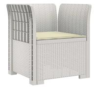 vidaXL Sillón Individual con Cojín Apariencia de Ratan PP Blanco, Sofá Resistente al Clima para jardín, balcón, Invernadero, Patio, Ideal para Disfrutar al Aire Libre