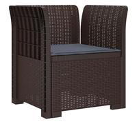 vidaXL Sillón Individual con Cojín Apariencia de Ratan PP Marrón