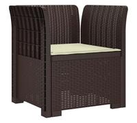 vidaXL Sillón Individual con Cojín Apariencia de Ratan PP Marrón, Sofá Resistente al Clima para jardín, balcón, Invernadero, Patio, Ideal para Disfrutar al Aire Libre