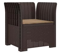 vidaXL Sillón Individual con Cojín Apariencia de Ratan PP Marrón, Sofá Resistente al Clima para jardín, balcón, Invernadero, Patio, Ideal para Disfrutar al Aire Libre