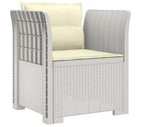 vidaXL Sillón Individual con Cojines Apariencia de Ratan PP Blanco