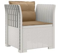 vidaXL Sillón Individual con Cojines Apariencia de Ratan PP Blanco