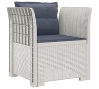 vidaXL Sillón Individual con Cojines Apariencia de Ratan PP Blanco