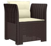 vidaXL Sillón Individual con Cojines Apariencia de Ratan PP Marrón