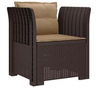 vidaXL Sillón Individual con Cojines Apariencia de Ratan PP Marrón
