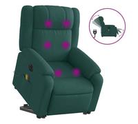 Vidaxl sillón masaje eléctrico reclinable elevable tela verde oscuro