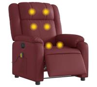 vidaXL Sillón Masaje Reclinable Eléctrico, Silla con Respaldo, Sillón Orejero Ajustable, Asiento para Personas Mayores, Cuero Sintético Rojo Tinto