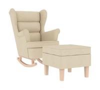 Vidaxl sillón mecedora con taburete tela color crema