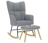 vidaXL Sillón Mecedora con Taburete Tela Gris Claro, Silla, sillón Relajante, sillón Relax, Silla de salón, Mecedora, Silla de Tela, Mecedora de Tela