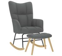 vidaXL Sillón Mecedora con Taburete Tela Gris Oscuro, Silla, sillón Relajante, sillón Relax, Silla de salón, Mecedora, Silla de Tela, Mecedora de Tela