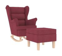 Vidaxl sillón mecedora con taburete tela rojo tinto