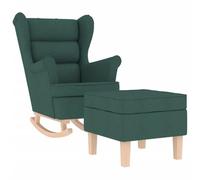 vidaXL Sillón Mecedora con Taburete Tela Verde Oscuro, Silla, Silla de salón, sillón de Relax, sillón, sillón de salón, balancín, Silla de Relax