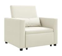 vidaXL Sillón Moderno Crema con Ruedas | Tela Suave para Uso Interior, Asiento Estiloso y Cómodo para Sala de Estar y Dormitorio