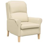 vidaXL Sillón Moderno Crema Tela y Madera Mediano Sillón Crema