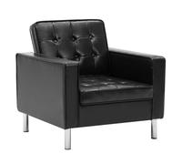 vidaXL Sillón Tapizado Piel Sintética Negra 75x70x75cm Mobiliario Decoración