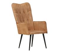 Vidaxl sillón orejero de lona marrón