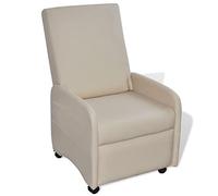 vidaXL Sillón plegable de cuero sintético color crema