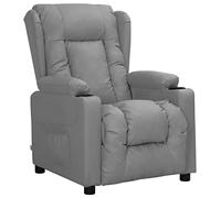 vidaXL Sillón Reclinable Ajustable Reposapiés Silla Sofá Asiento Butaca Sala de Estar Salón Oficina Mueble Ergonómico de Cuero Sintético Gris
