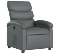 vidaXL Sillón Reclinable, Asiento con Reposabrazos Respaldo, Sillón de Descanso Televisión, Sillón para Salón Oficina, Cuero Sintético Gris