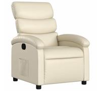 vidaXL Sillón Reclinable, Asiento con Reposabrazos Respaldo, Sillón de Descanso Televisión, Sillón para Salón Oficina, Cuero Sintético Crema