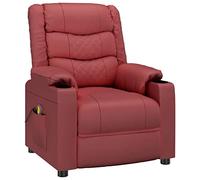vidaXL Sillón Reclinable Butaca Asiento Reposapiés Tapizado Acolchado Regulable Salón Dormitorio Oficina Casa de Cuero Sintético Rojo Tinto