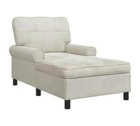 vidaXL Sillón reclinable con cojín Crema 91 x 157 x 91 cm Terciopelo, Sala de Estar, Moderno, Duradero, Diseño Elegante, Comodidad, Uso versátil, Funcional, Opciones de mobiliario Elegantes