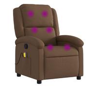 vidaXL Sillón reclinable con Masaje de Tela marrón