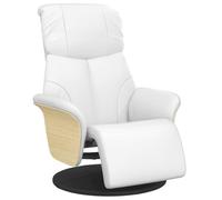 vidaXL Sillón Reclinable con Reposapiés, Silla Ajustable con Respaldo, Sillón de Relax Descanso TV, Asiento para Ancianos, Cuero Sintético Blanco