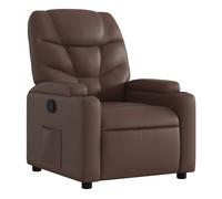 vidaXL Sillón Reclinable, Silla con Respaldo Reposabrazos, Sillón de Televisión Relax Descanso, Asiento para Salón, Cuero Sintético Marrón