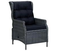 vidaXL Sillón Reclinable de Jardín Cojines Silla Exterior Patio Terraza Balcón Asiento Butaca Muebles Mobiliario Duradera Ratán Sintético Gris Oscuro