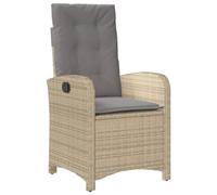 vidaXL Sillón reclinable de jardín con Cojines ratán PE Beige Mixto