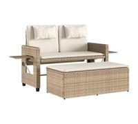 vidaXL Sillón reclinable de jardín con Cojines ratán sintético Beige