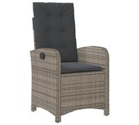 vidaXL Sillón reclinable de jardín con Cojines ratán sintético Gris