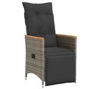 vidaXL Sillón reclinable de jardín con Cojines ratán sintético Gris