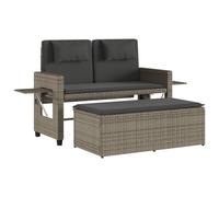 vidaXL Sillón reclinable de jardín con Cojines ratán sintético Gris