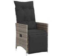 vidaXL Sillón reclinable de jardín con Cojines ratán sintético Gris, Silla de Patio reclinable, Asiento de jardín reclinable, Tumbona
