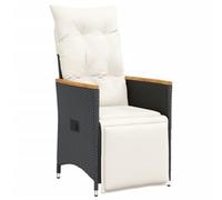 vidaXL Sillón reclinable de jardín con Cojines ratán sintético Negro