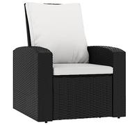 vidaXL Sillón reclinable de jardín con Cojines ratán sintético Negro, Silla reclinable de jardín, Silla reclinable, Tumbona, sillón de jardín