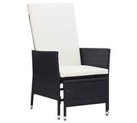 vidaXL Sillón reclinable de jardín con cojines y respaldo ajustable - ratán sintético negro